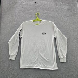 Vans Men Shirt MEDIUM White Graphic Print Off The Wall Long Sleeve